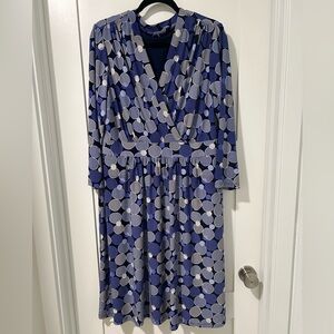 Ann Klein Blue Printed Dress